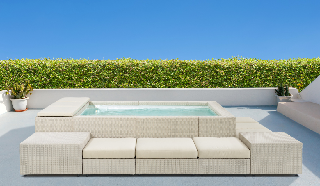 MINIPISCINA CON LIVING RATTAN TERRAZZA